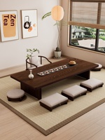 Table basse simple pour la maison, style vintage, en bois massif carbonisé noir, idéale pour les petits espaces, ambiance design haut de gamme