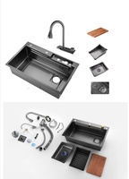 Robinet de cuisine multifonction en acier inoxydable avec cascade, lave-tasses et lave-vaisselle intégré, évier intelligent en acier inoxydable SS304 pour cuisine domestique