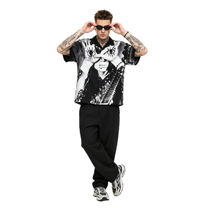 Chemise à col imprimé Star Power Camp, t-shirts graphiques décontractés de haute qualité pour hommes, chemises pour hommes - Product Image 1