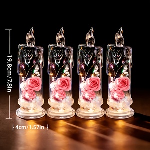 Juego <span class=keywords><strong>de</strong></span> <span class=keywords><strong>Cuatro</strong></span> Velas LED con Forma <span class=keywords><strong>de</strong></span> Rosa Rosa, con Diseño <span class=keywords><strong>de</strong></span> Luz Parpadeante para Crear una Atmósfera Romántica Perfecto - Product Image 3