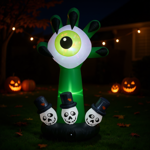 Decoración inflable de Halloween para exteriores, monstruo de 6 pies con ojos brillantes y calaveras para decoración de fiestas y festivales. - Product Image 2