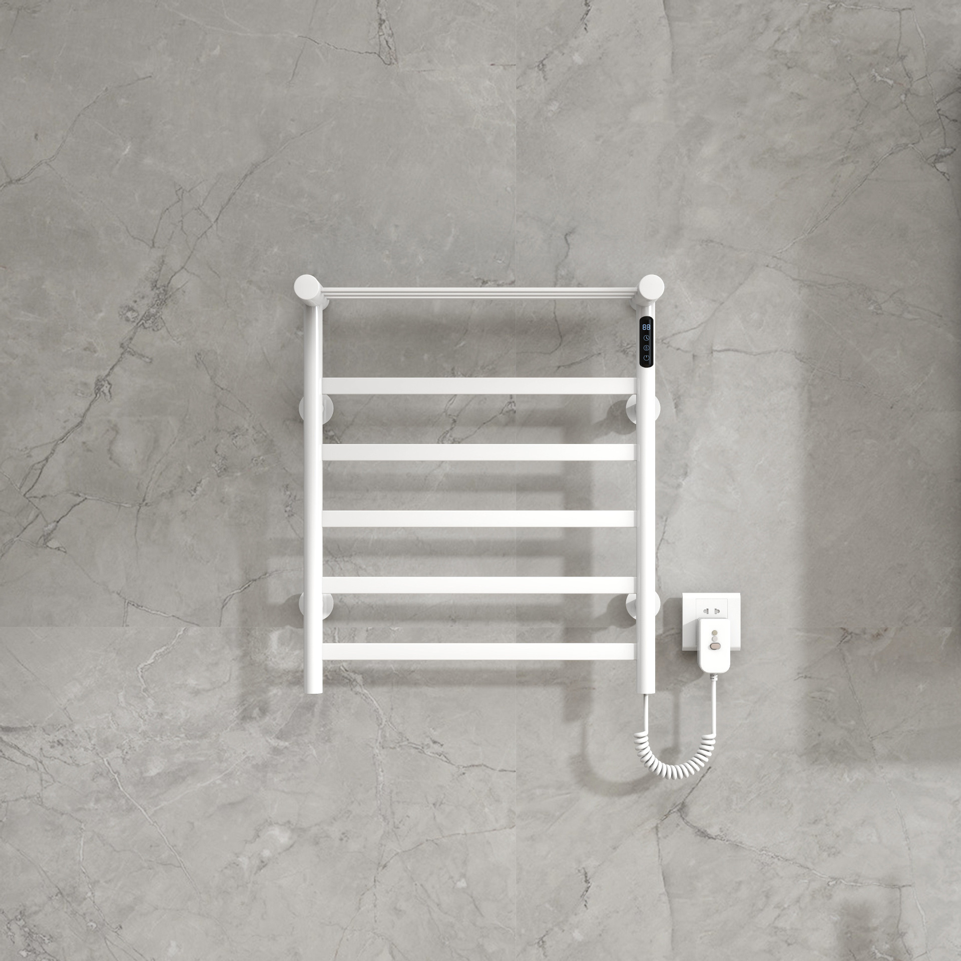 Rack de rangement double couche à 5 pôles blanc