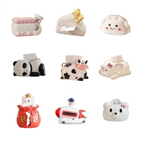 Porte-boîte à mouchoirs chat, boîte et distributeur de papier de soie animal en céramique/résine 3D faits à la main, couvercle de boîte à mouchoirs personnalisés