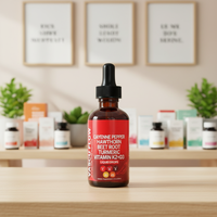 Gouttes liquides personnalisées de Vitamine D3K2 et de Fruit d'Aubépine, Extrait de Cannelle Sauvage de Ceylan, Curcuma et Capsaïcine, Qualité Alimentaire, 60ml