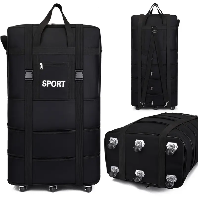 Popular Large Capacity Durable Luggage Trolley Bags Oxford Waterproof Expendable Wheeled Travelling Bags Luggage