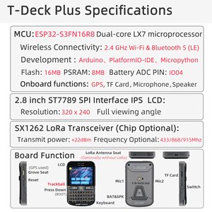 LILYGO T-Deck Plus ESP32-S3 IoT Development Kit With GPS, LoRa, 2.8-inch LCD, QWERTY Keyboard & Trackball, Meshtastic Meshcore T - Product Image 6
