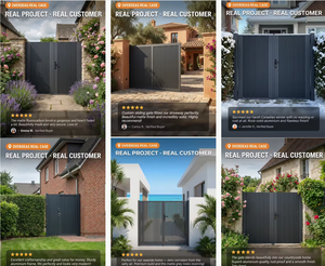 <span class=keywords><strong>Portail</strong></span> de cour à double <span class=keywords><strong>battant</strong></span> de 4 m en aluminium noir, couleur personnalisée pour entrée de garage, résistant au vent, construction élégante et moderne - Product Image 5