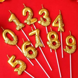 Gold Foil Number Birthday Candles 0-9 Paraffin Cake Decorations For Birthday Party Accessories - Product Image 2