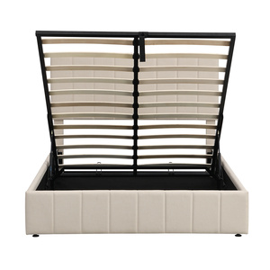 Modern Grey Wooden Platform <b>Double</b> <b>Bed</b> Frame With Lift-Up <b>Storage</b> No Spring Needed Size Base Headboard LP000211AAA Wooden <b>Beds</b> L - Product Image 2