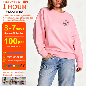 เสื้อสเวตเชิ้ตผ้าเฟรนช์เทอร์รี่ทรงสลิมฟิตสำหรับผู้หญิง สีสันปรับแต่งได้ ปักลายได้ ใส่สบาย ผ้าฟลีซเนื้อนุ่ม - Product Image 1