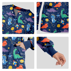 Women Cartoon Print Scrub <b>Top</b> Moisture Wicking Full Size Range Hospital Uniforms - Product Image 2