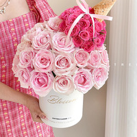 Boîte cadeau cylindrique en forme de rose, effet givré, haute couture, blanc nacré, pour la Saint-Valentin