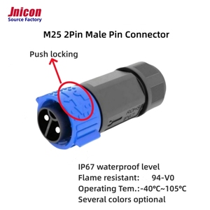 Jnicon 2pin 50A M25 đẩy khóa cắm ổ cắm tròn IP67 chống thấm nước kết nối cáp dây điện EV pin kết nối - Product Image 2