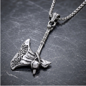 Collar con colgante de hacha vikinga nórdica yunnique, regalo para hombre de plata tibetana, diseño geométrico JD215 - Product Image 2