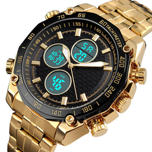 Montre sport de luxe personnalisée à grand cadran en acier inoxydable analogique-numérique pour homme, bonne étanchéité, Relojes Hombre Digitales - Product Image 1