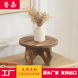 Base de madera para macetas, soporte redondo para plantas de escritorio, expositor de madera maciza para uso decorativo en interiores - Product Image 4