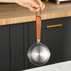 SS304 Stainless Steel Mini Frying <strong>Pan</strong> Splash Oil/Milk/Coffee/Fruit <strong>Jam</strong> <strong>Pan</strong> With Rosewood Handle 120ml - Product Image 3