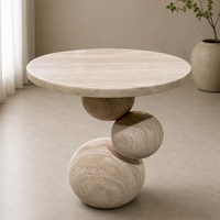 Table basse moderne en travertin beige pour salons de luxe