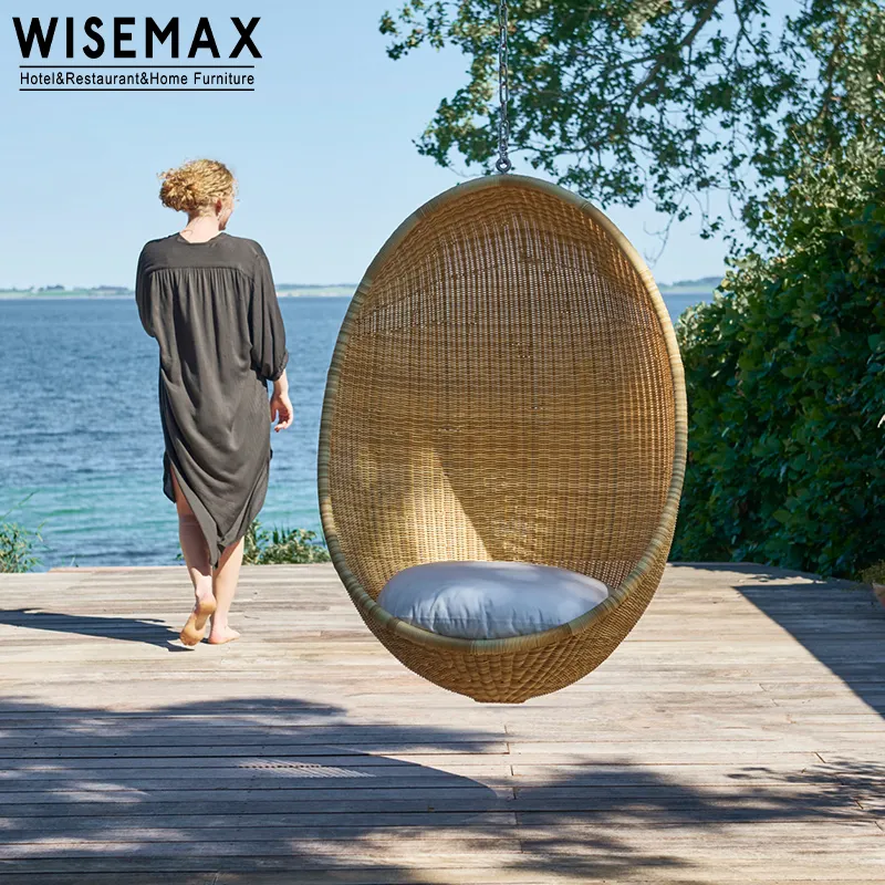 WISEMAX MÖBEL Hochwertiger Außen balkon Schaukel stuhl Gartenmöbel Set PE Rattan Eier stuhl für Außen terrasse