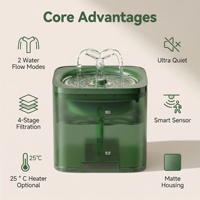 Fontaine à eau automatique pour animaux de compagnie 2L, en PP+PC, avec fenêtre de niveau d'eau visible, silencieuse, pour chats et petits animaux