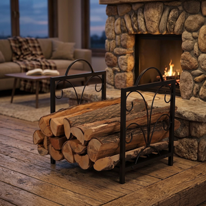 Classic Iron <b>Log</b> <b>Holder</b> Rectangle Powder Coated Firewood Storage Rack for Fireplace Accessories - Product Image 5