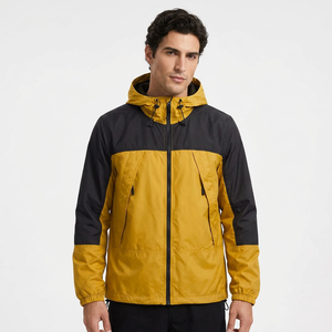 Men's Hooded Color Blocking Waterproof <b>Jacket</b> Sporty Style Polyester Outerwear Autumn Wear - Product Image 1