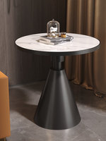 Table d'appoint de luxe en métal au design nordique avec plateau en marbre et dalle de pierre pour salon, balcon, hôtel, chevet – Table à thé pour petit appartement