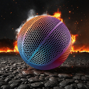 Kuer Modelo Creativo Impreso en 3D, Balón de <span class=keywords><strong>Baloncesto</strong></span> Tamaño 6, Silencioso, Regalo para Novio, Adornos, Cubierta de PU, No Inflable, Sin Aire - Product Image 4
