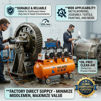 Compresseur d'air à vis KELAIDE 190L 4500W sans huile silencieux à double moteur industriel fixe alimenté en courant alternatif 380V grand réservoir