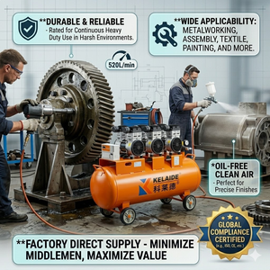 Compresseur d'air à mouvement alternatif KELAIDE 190L 4500W 220V Modèle industriel stationnaire alimenté en courant alternatif 1503-190 - Product Image 4