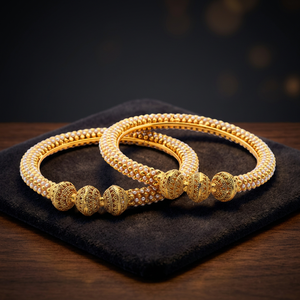 Antique Classic Gold Plated <b>Copper</b> Alloy Pearl <b>Bangles</b> for Women-14988 - Product Image 3
