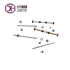 F136 Double trou d'oreille pont trois trous quatre trous couleur anodisée fil interne longue barre oreille os goujon <span class=keywords><strong>Piercing</strong></span> bijoux - Product Image 3