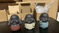 6*8cm Poterie Chinoise Ornements Articles Argile Graisse Accessoires Céramique Petit Novice Moine Thé Pet Jeune Bouddha Rire