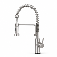 Robinet de cuisine en acier inoxydable 304 anti-traces de doigts, mitigeur extractible à poignée unique en acier inoxydable, avec cartouche céramique