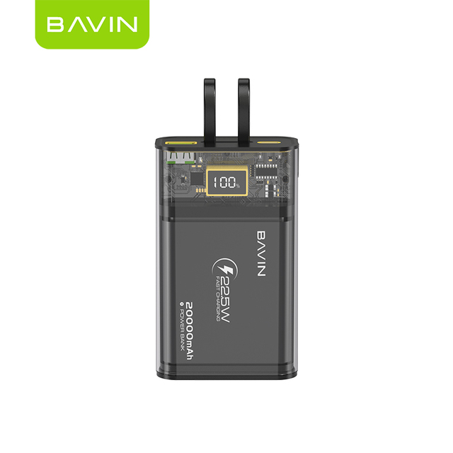 BAVIN PC1003S Led Display Transparent Pd20w Portable 20000mah Fast Charging Power Bank With Dual Cable