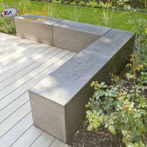 Nuevos Materiales de Construcción de Piedra, Banco de Hormigón GRC, Asientos para Patio Exterior, Impermeable, Gris Blanco, Personalizable - Product Image 1