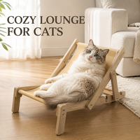 Chaise longue pliable en bambou pour chat, lit surélevé pour chat avec tapis en sisal, lit de repos rafraîchissant pour l'été pour chats d'intérieur