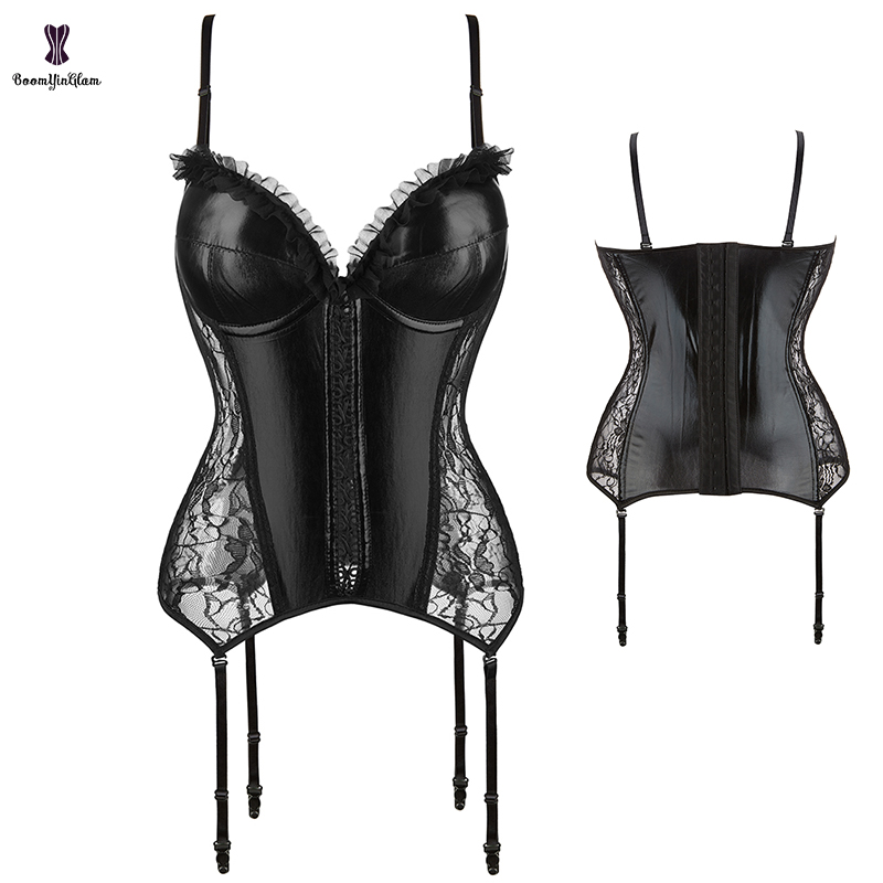 Sexy Lingerie Garter Belt Leather Corset Top Women Korsett