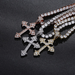 <span class=keywords><strong>Ristar</strong></span>-collar con colgante de cruz, chapado en oro de 18k con diamantes de Circonia cúbica, colgante de Cruz Ankh - Product Image 3