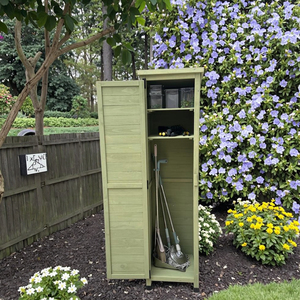 Moderno jardín al aire libre de madera esquina garaje herramienta estrecho gabinete de almacenamiento fino impermeable con puerta para <span class=keywords><strong>patio</strong></span> trasero jardín <span class=keywords><strong>Patio</strong></span> - Product Image 3