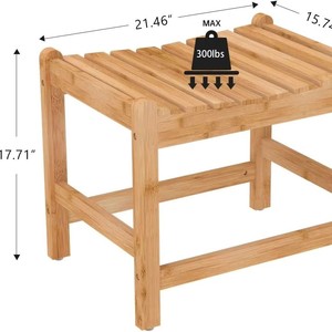 <b>Bamboo</b> Shower Bench 54.5x40x45cm Durable Modern Design For Bathroom Spa Sauna Use - Product Image 2