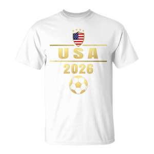 Camiseta de Fútbol USA 2026, Diseño Blanco y Dorado, Ropa para Fanáticos del Equipo USA 2026 - Product Image 1