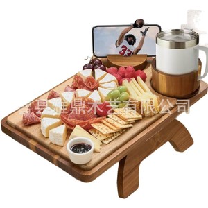 Zen <b>Storage</b> Wooden Armrest Tray With Phone Holder And Cup Holder For Sofa Living Room Use - Product Image 3
