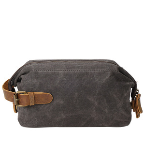 Custom Vintage in tela di cotone impermeabile da viaggio trucco trucco cosmetico sacchetti di tela cerato <span class=keywords><strong>borsa</strong></span> <span class=keywords><strong>per</strong></span> gli uomini - Product Image 4