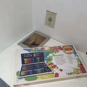 Set <span class=keywords><strong>di</strong></span> Pennelli in Scatola <span class=keywords><strong>di</strong></span> Legno per Bambini, Confezione Regalo per la Nuova Stagione Scolastica con Pennarelli ad Acqua, Pastelli e Pennelli per Pittura a Olio - Product Image 4