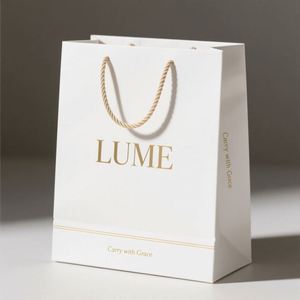Customizable Flexographic Printed Recycled Kraft Paper <b>Bags</b> with Patch Handles for Elegant Gift Packaging - Product Image 1