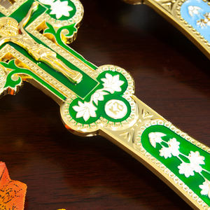 HT ortodoks kilisesi çapraz altın kaplama renkli emaye İsa simge çapraz INRI el haç tek yüz İsa din hediye - Product Image 2