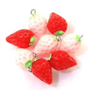 Manufacture Pleasing Opaque Cute Artificial Strawberry Shape Style Craft Decoration Resin Bead