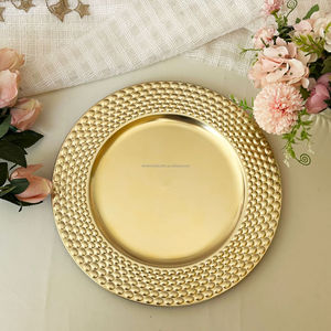 Assiettes de présentation dorées en acrylique élégantes pour mariage, décoration de table, vente en gros - Product Image 1