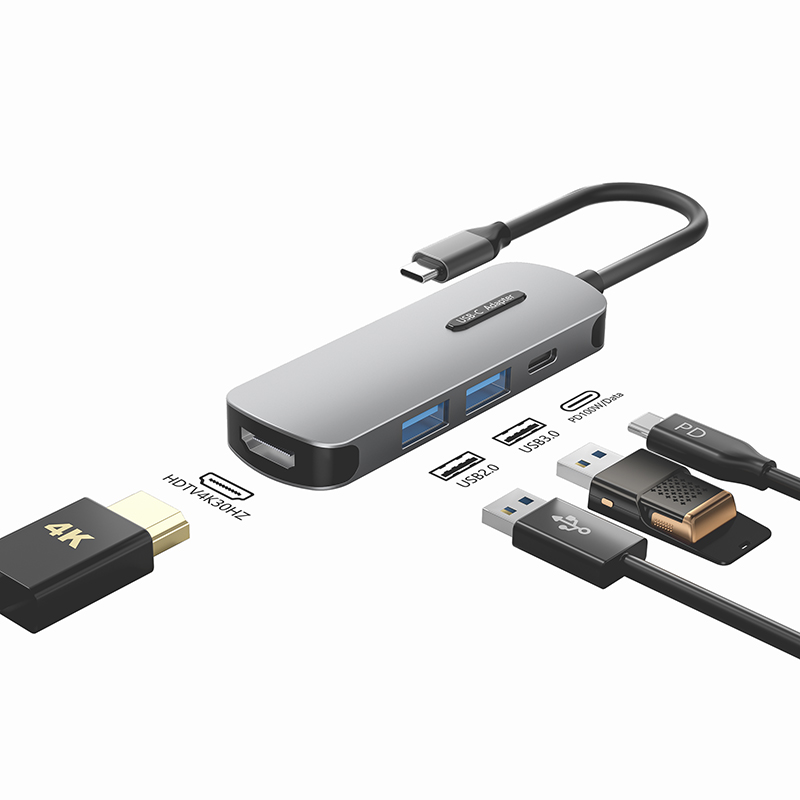 OEM 4K 30hz Type C Hub Splitter Usb 3.0 Adapter for Laptop 3 Compatible Adapter Usb 3.0 Type-c Pd 4 in 1 Hub